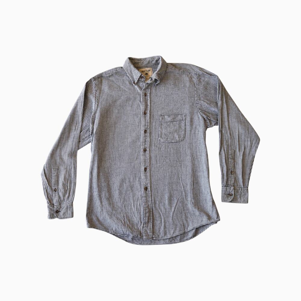 Vintage Gingham Plaid Cotton Flannel Shirt Size Large
